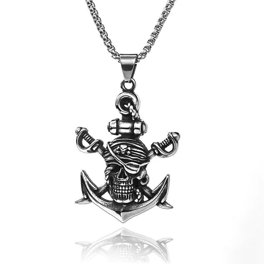 Wholesale Fashion  Hip-Hop Necklace for Men, Personalized Punk Style Steel Chain Pendan